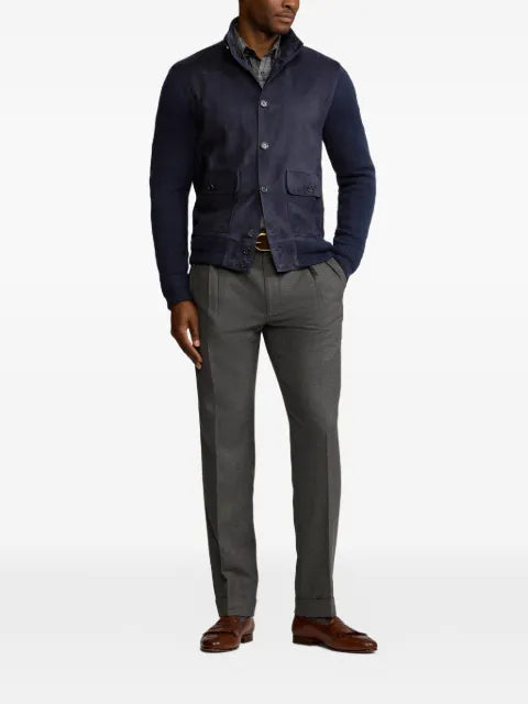 Ralph Lauren Purple Label knitted jacket with suede panelling