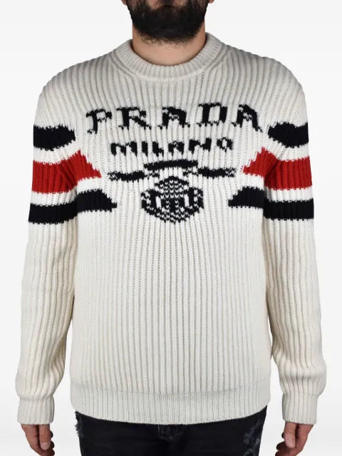 Prada logo striped cashmere sweater