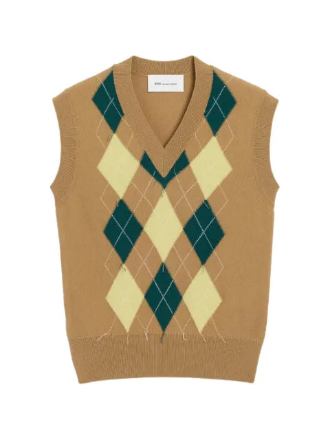 AMI Paris argyle intarsia sleeveless sweater