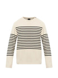 Emporio Armani sweater in striped cotton jersey with shoulder button