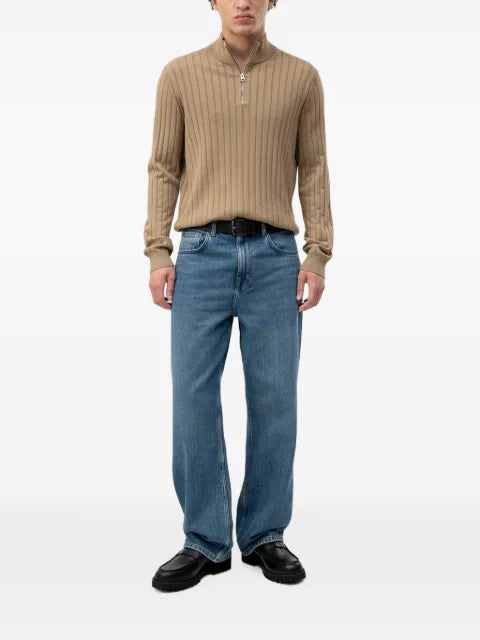 HUGO ribbed-knit quarter-zip sweater