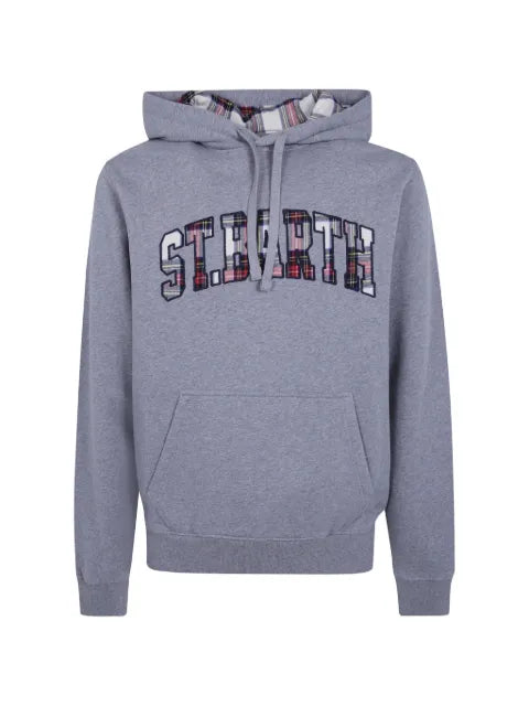 MC2 Saint Barth Tribeca tartan-patch logo-embroidered hoodie
