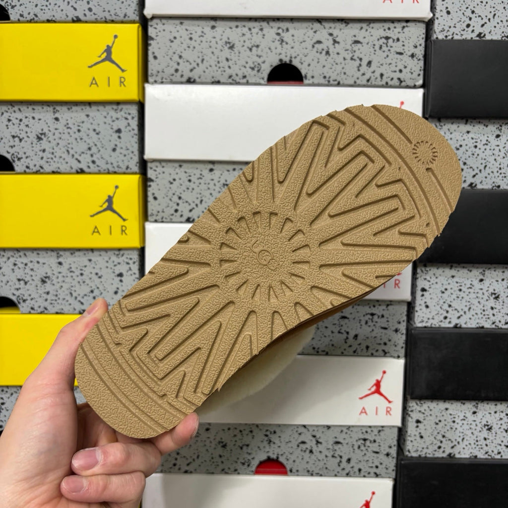 UGG Tazz Platform Slip-On Slipper – Suede Moccasin with Oversized Shearling Cuff & Platform Sole in Chestnut