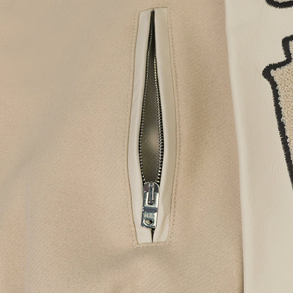 Alabaster Varsity Bones Bomber Jacket