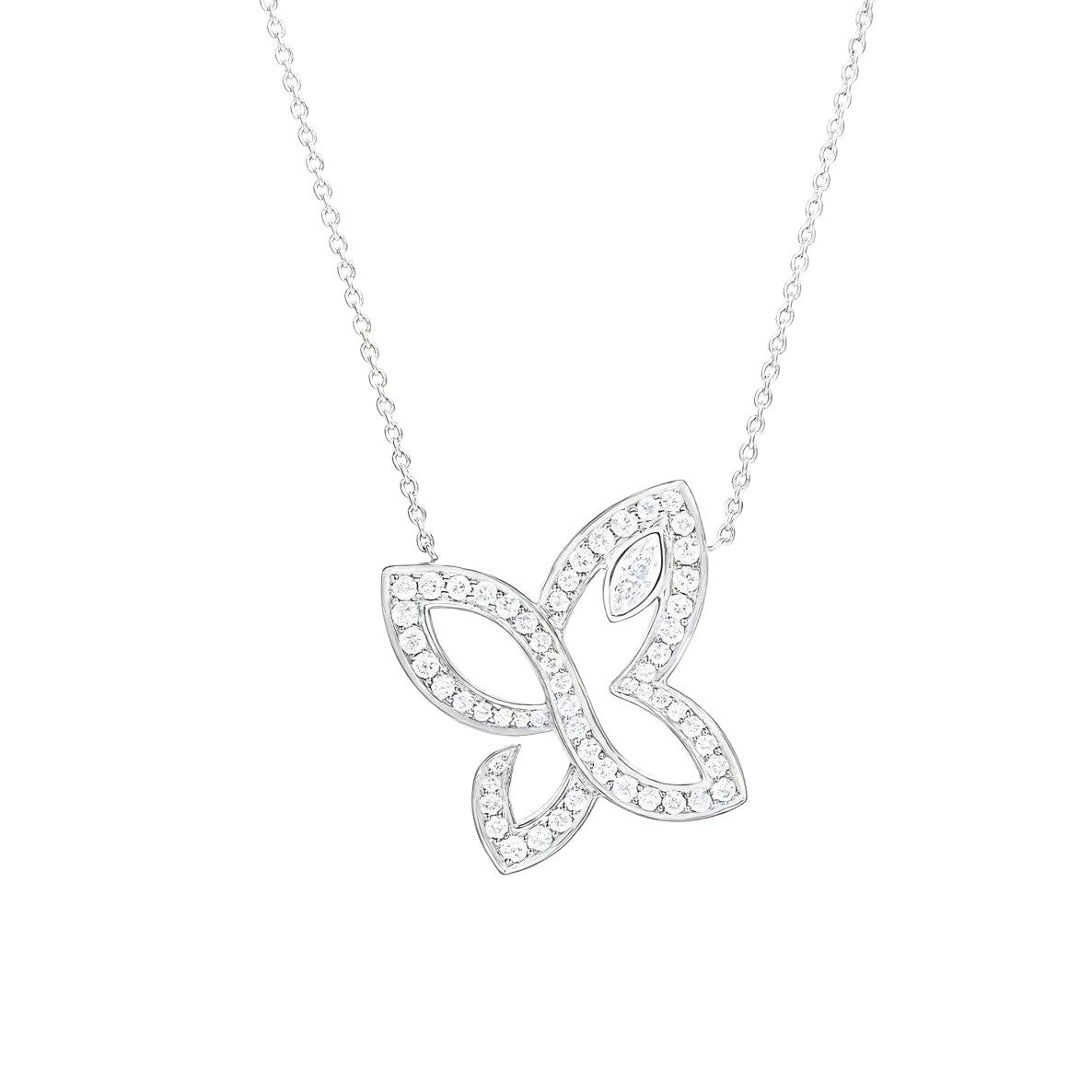 Harry Winston Style Butterfly Lily Cubic Zirconia Necklace