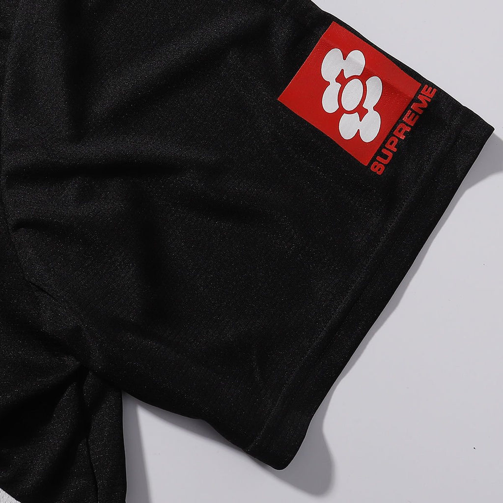 Supreme Black Soccer-Inspired Jersey Graphic T-Shirt