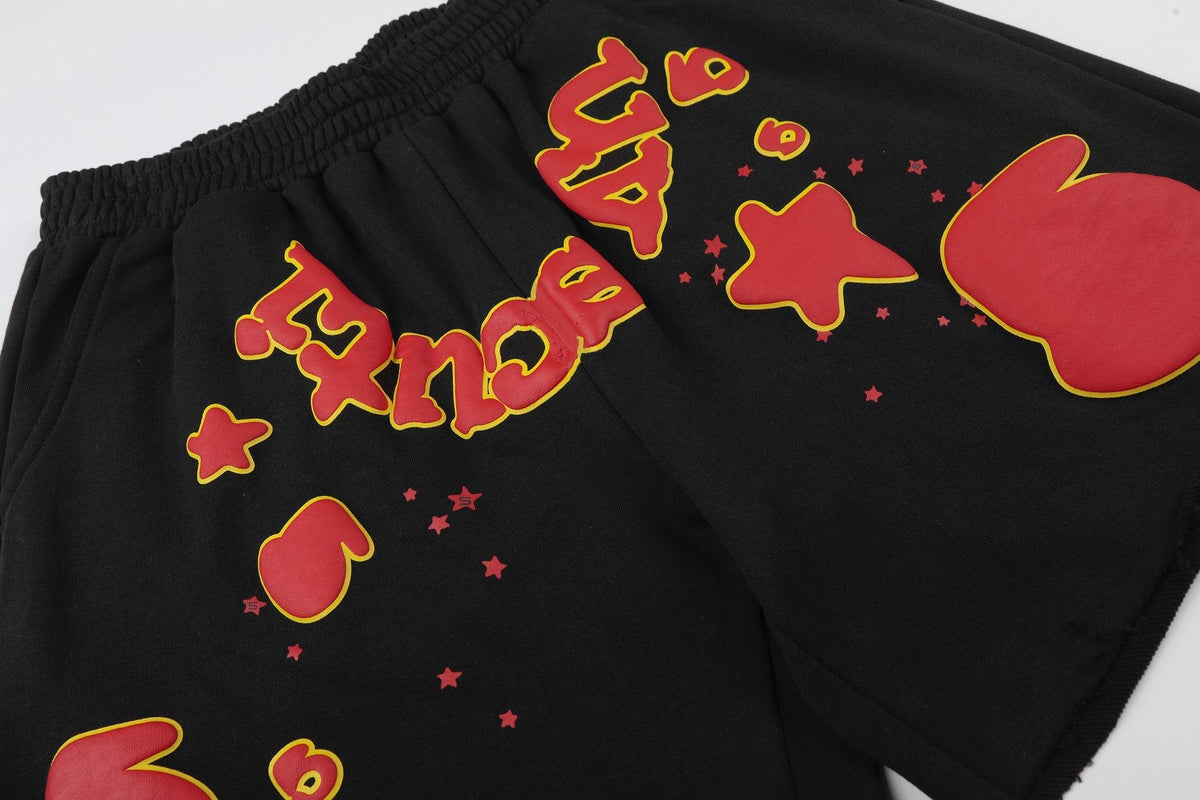 Sp5der Black Red & Yellow Graphic Shorts
