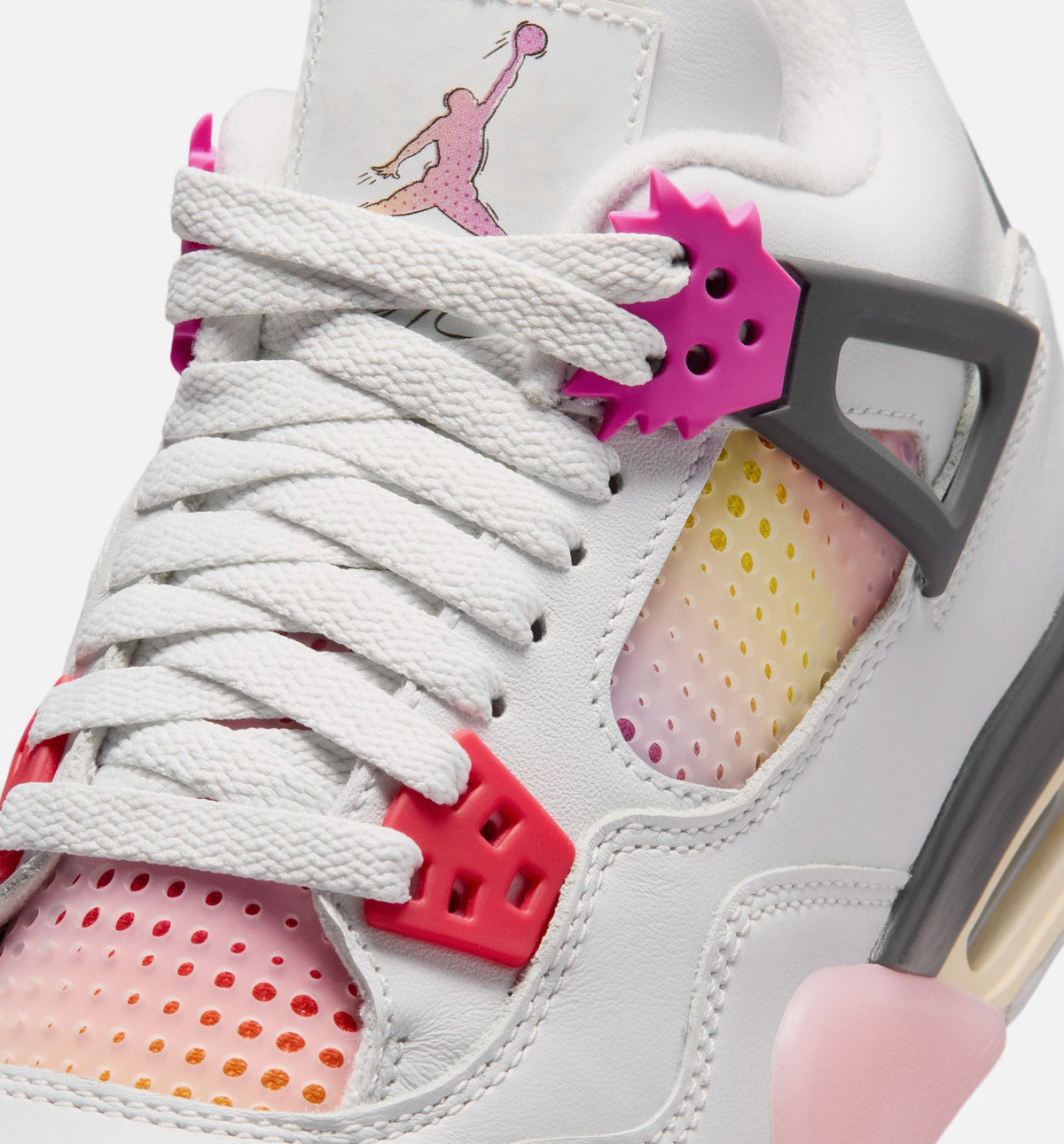 Air Jordan 4 Retro Grade School Lifestyle Shoe - Off White/Fire Pink/Anthracite