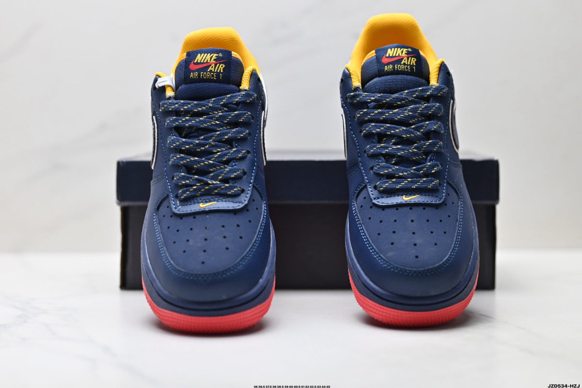 Nike Air Force 1 Low Navy Orange Red Unisex Sneakers Style 21