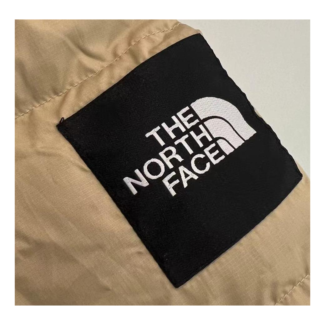 The North Face Color-Block Long Hooded Down Puffer Coat - Tan