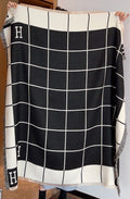 Hermès Black & Cream Grid Square Scarf