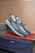 Prada Gray Strap Slip-On Sneakers