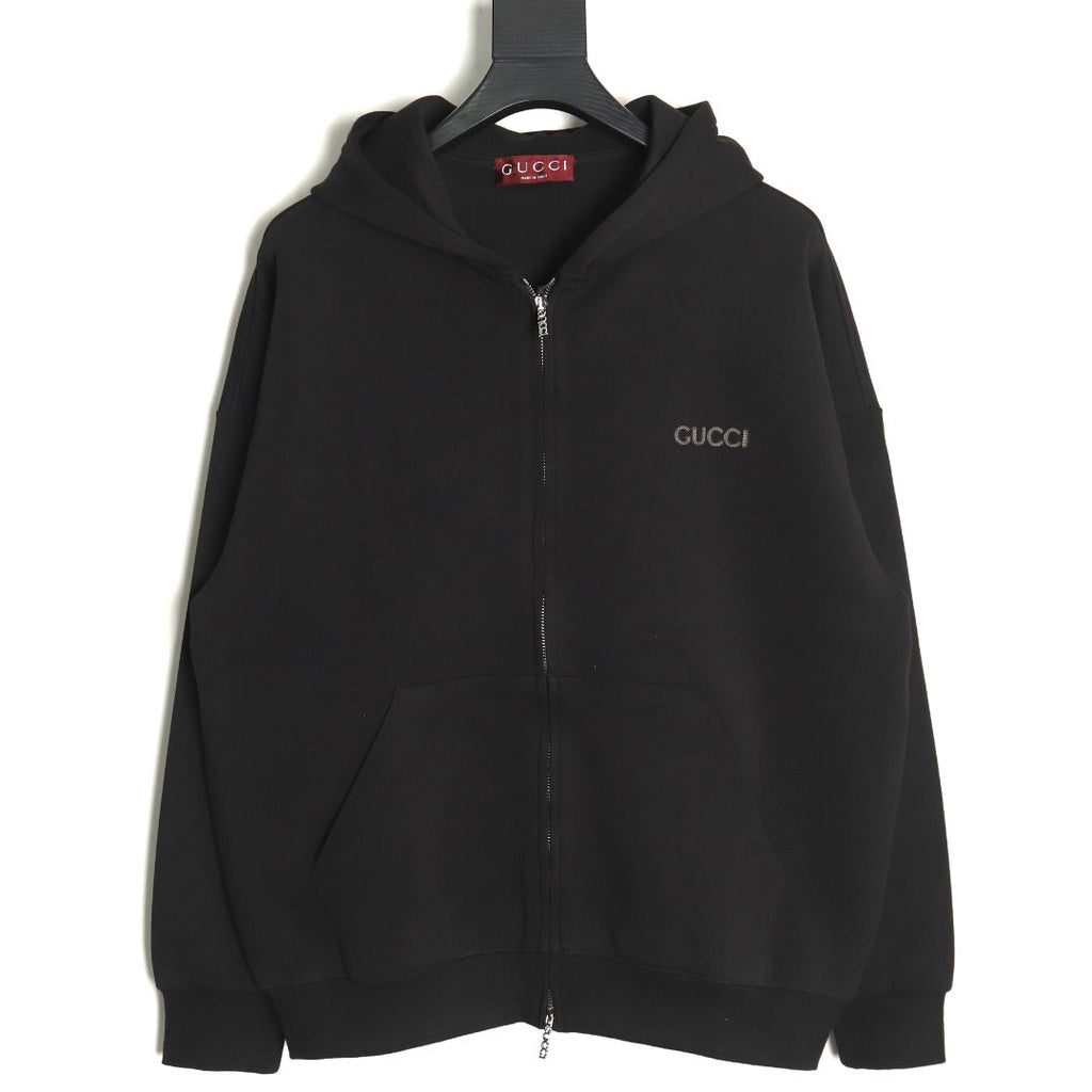 Gucci Small-Logo Full-Zip Hoodie - Black