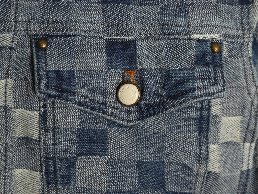 Louis Vuitton Mosaic-Style Denim Jacket - Gray and Black